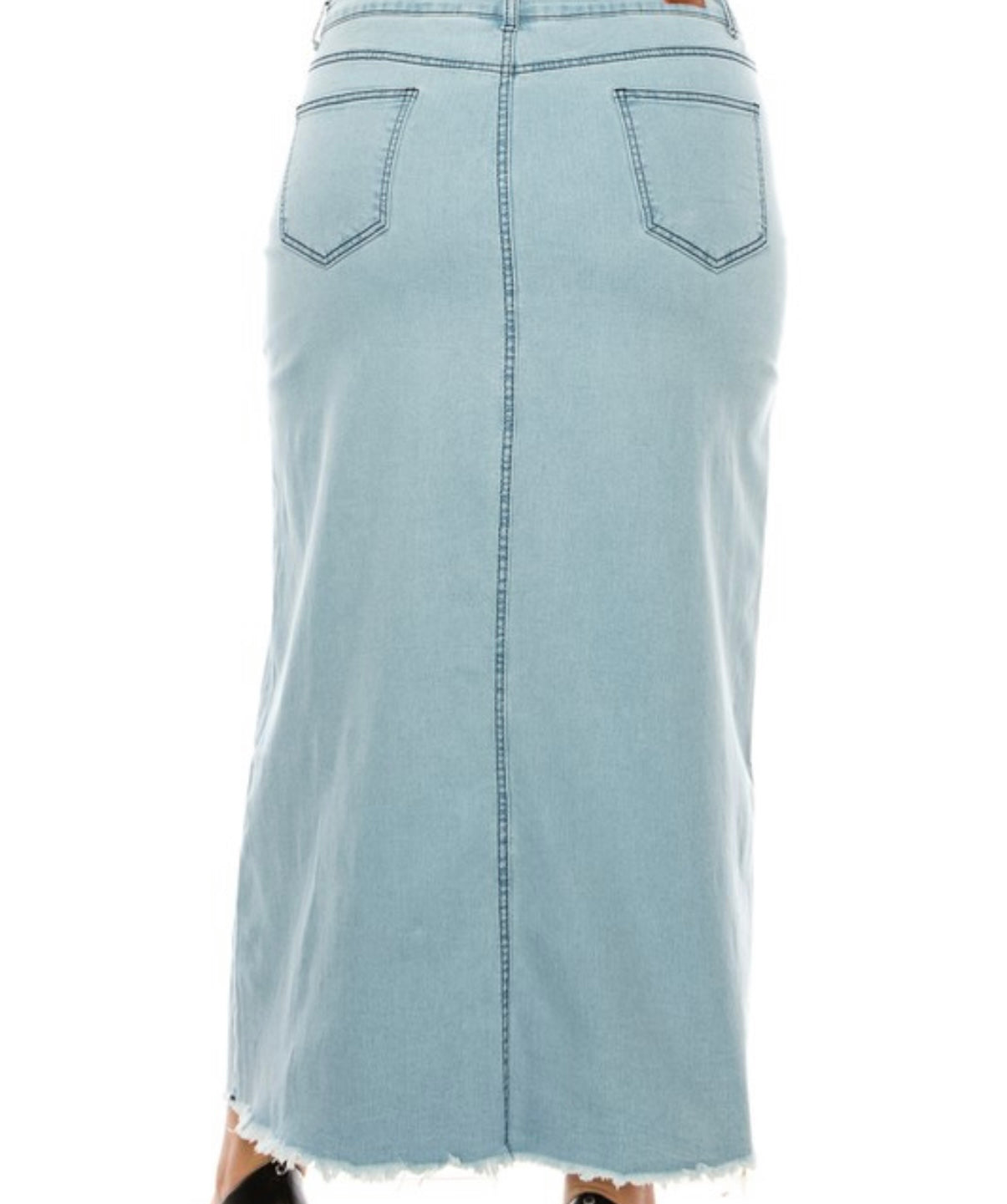 Denim Long Skirt Plus Size Bottom De  Lt.Indigo