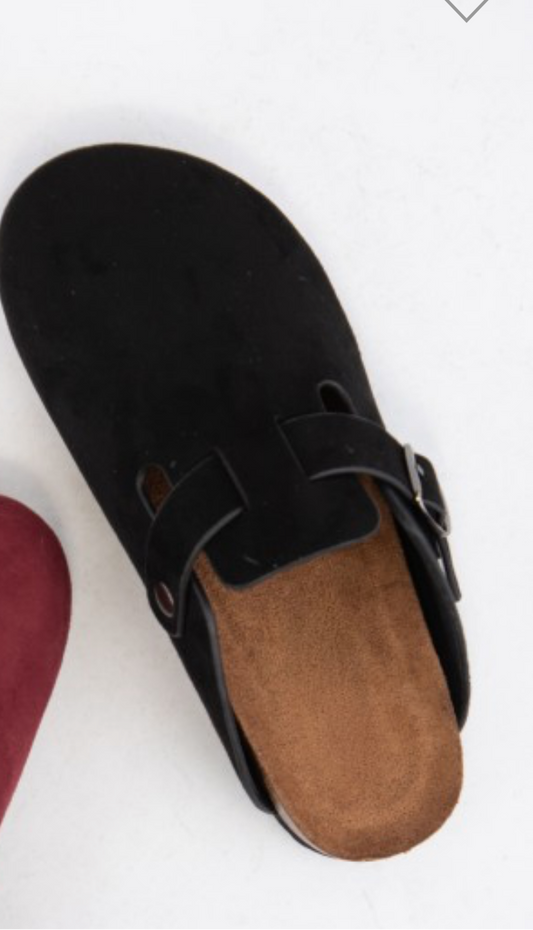 Regis Round Toe Clog Sandals With Buckle Detail