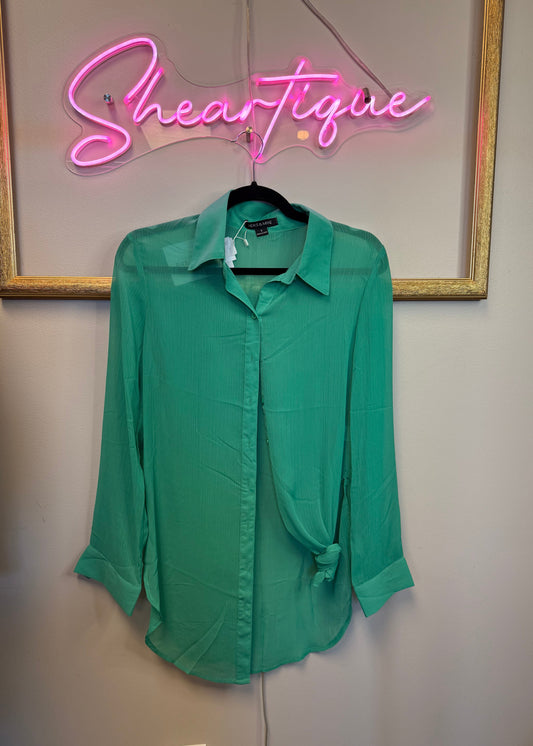 Button down Slit Shirt Green NA