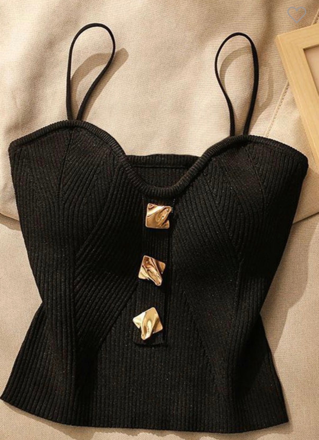 Buttoned Corset Knit Cami ONE SIZE