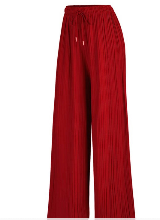 Pleated Wide Leg Palazzo Pants With Drawstring PLUS One Mauve