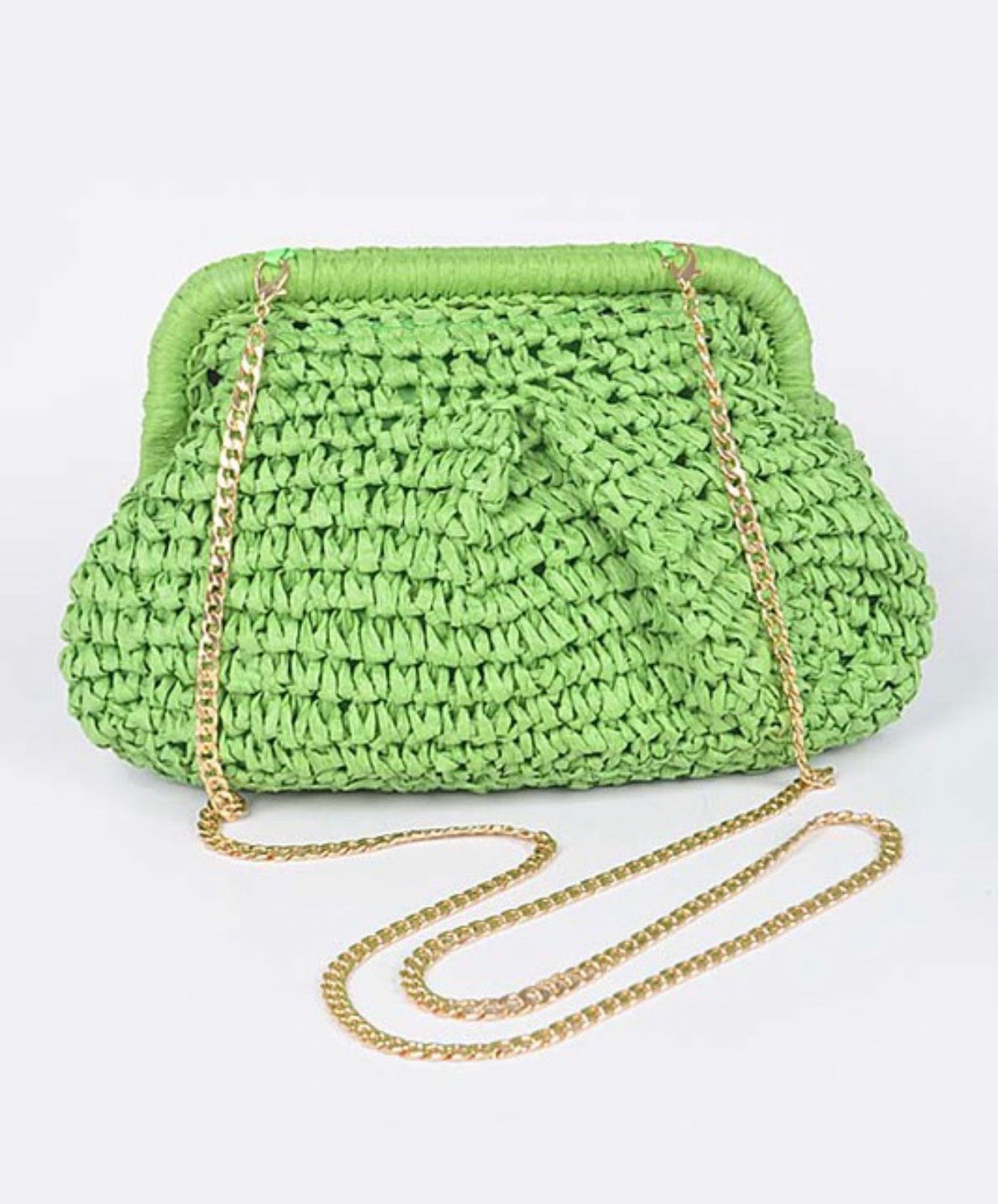 Faux Straw Chain Clutch