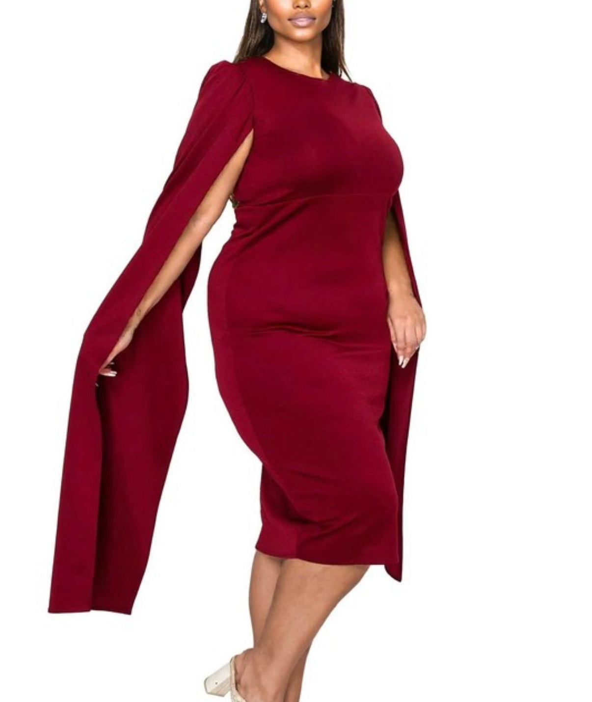 Double Cape Midi Dress