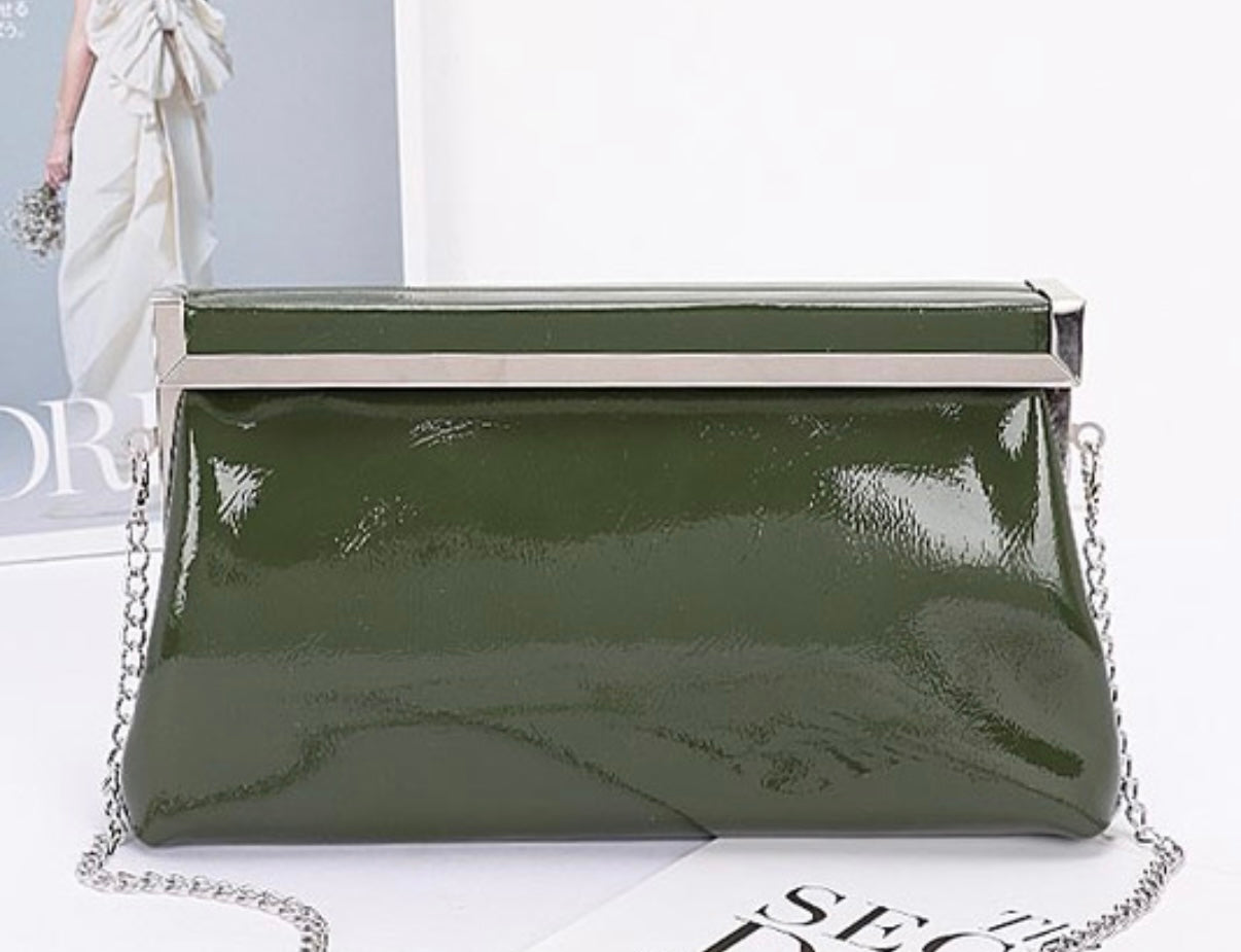 Patent Leather Frame Clutch Bag