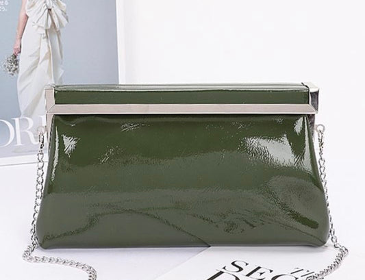 Patent Leather Frame Clutch Bag