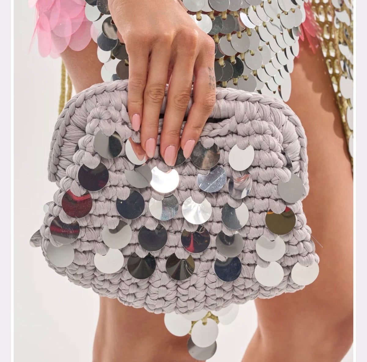 Gray Crochet Purse A 30