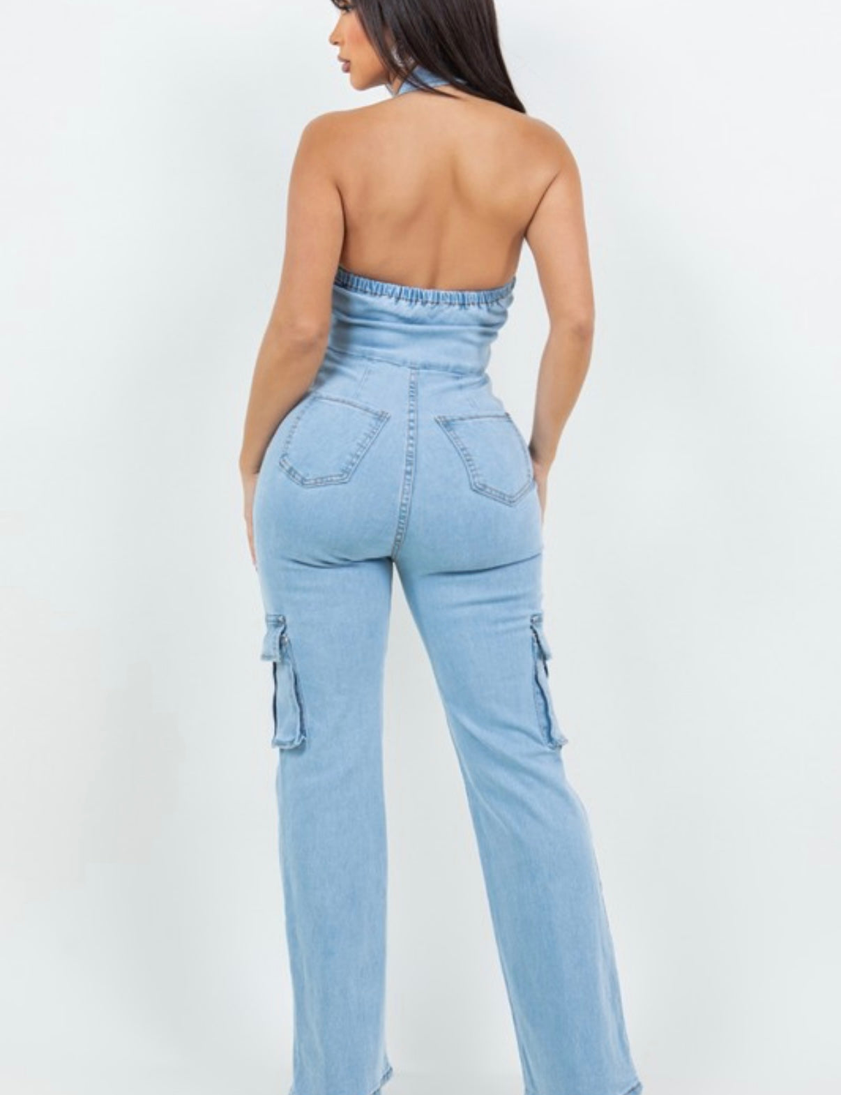 Denim Back out Straight Leg Jumpsuit