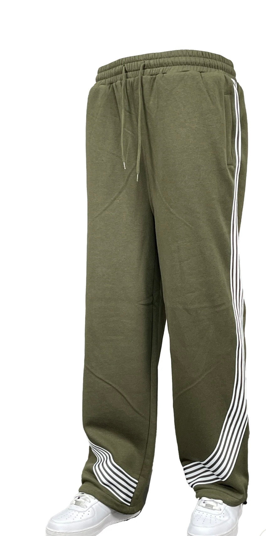 Fleece Striped Baggy Pants Set