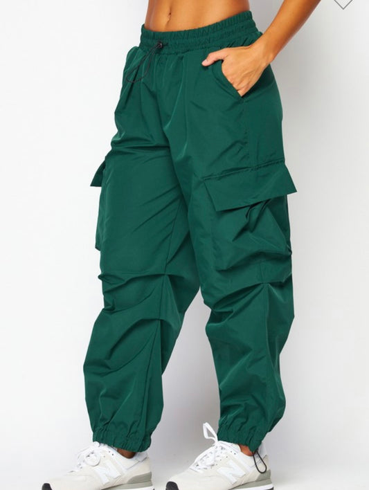 Parachute Ruched Cargo Pocket Jogger  GREEN