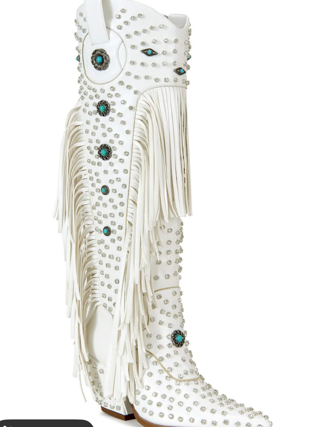 White Long Bling Tassel CowboyBoot