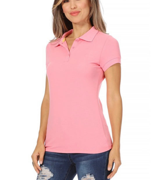 Solid, Collared, Short Sleeve Pique Polo Shirt
