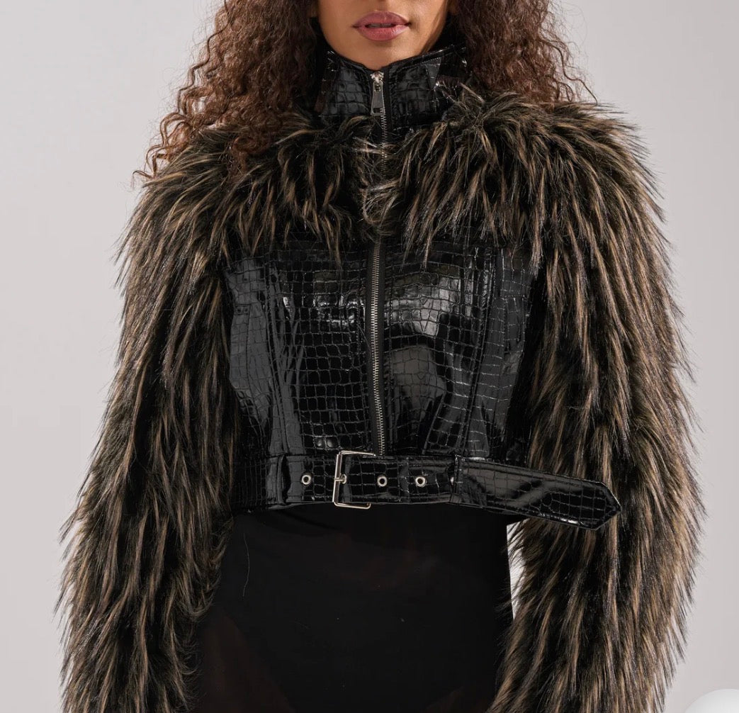Fur  And Black Leather A