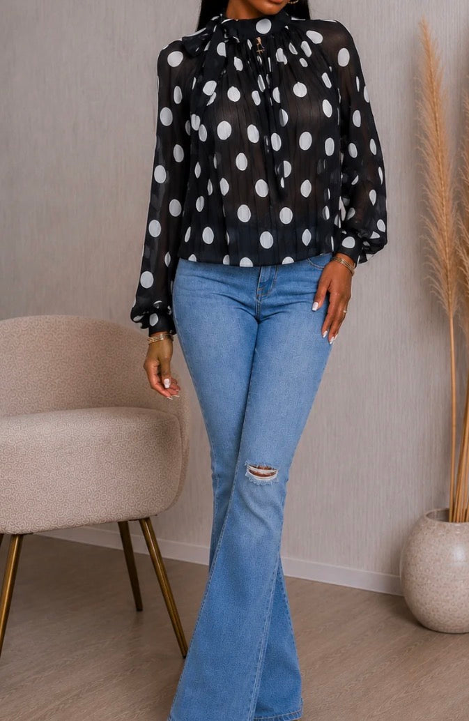 POLKADOT CHIFFON BLOUSE