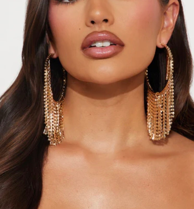 Faith Fringe Hoop Earrings - Gold