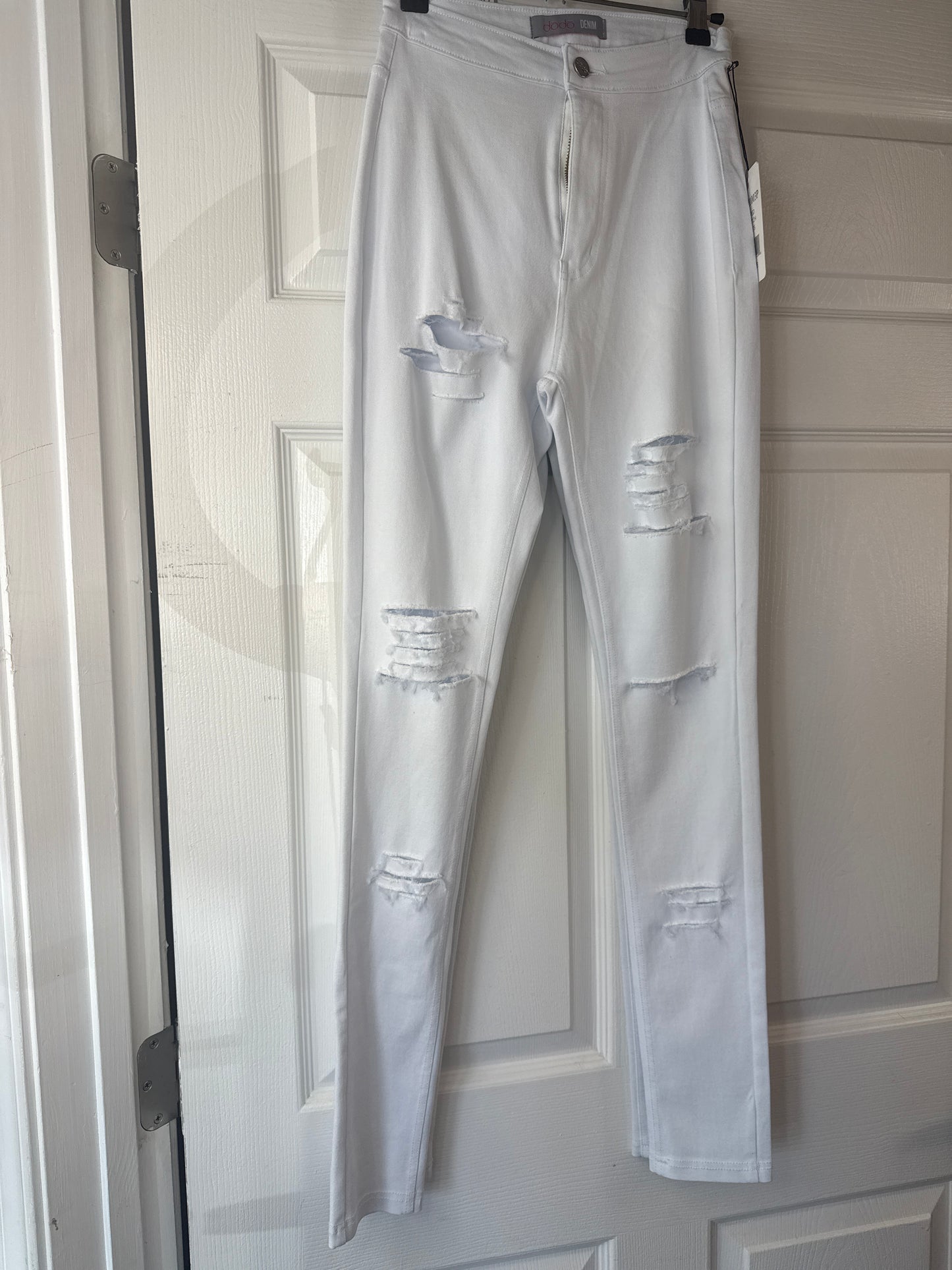 Distressed Colorful Stretch Pants (White) DoDO NA n