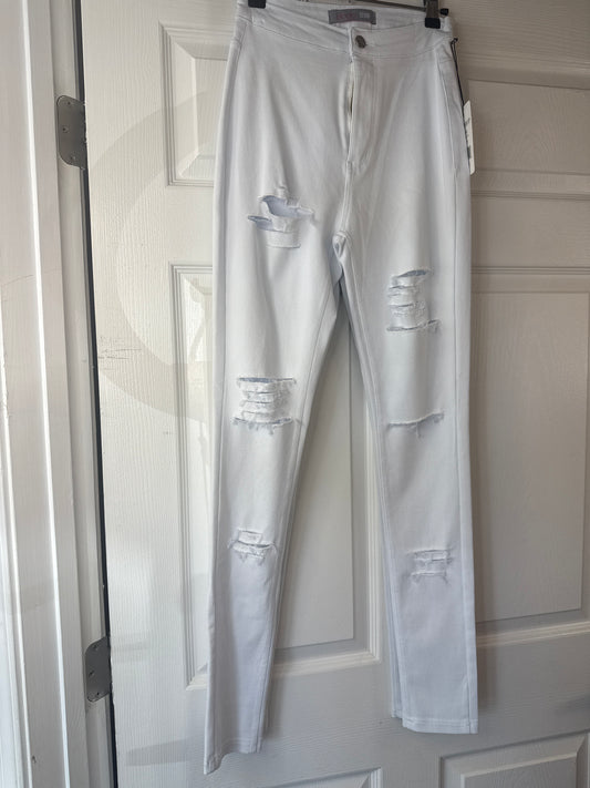 Distressed Colorful Stretch Pants (White) DoDO NA n