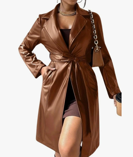 Over Coat Lether Brown