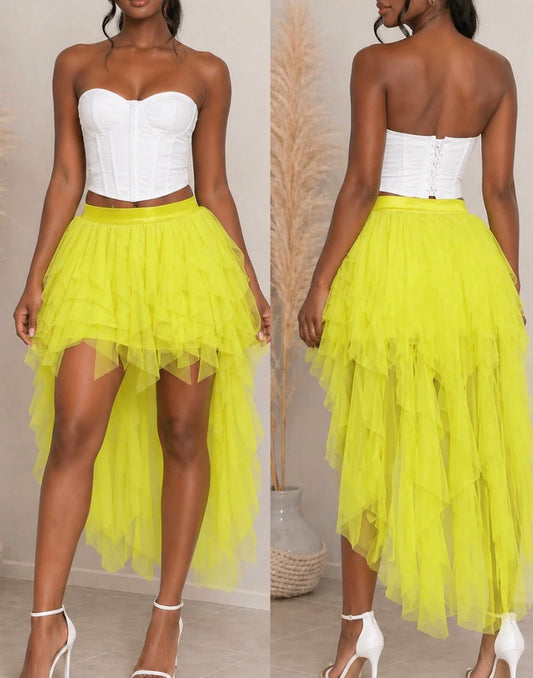 Layered Ruffle Mesh Skirt