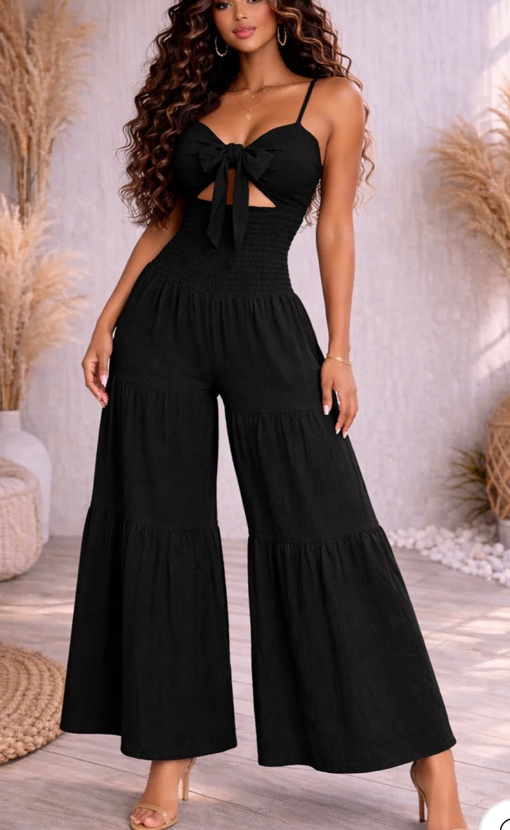 CAMI STRAP FRONT TIE JUMPSUIT