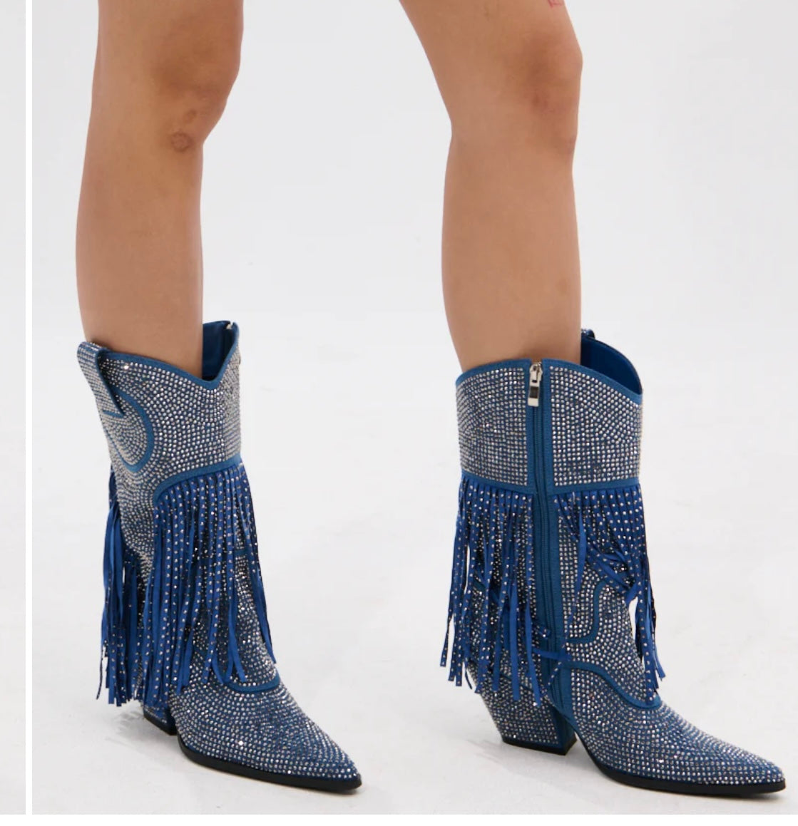 Denim Rhinestone Bootie AW Blue