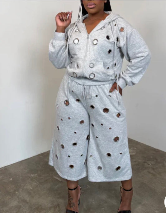 TERRY HOODIE & JORTS SET (PLUS)