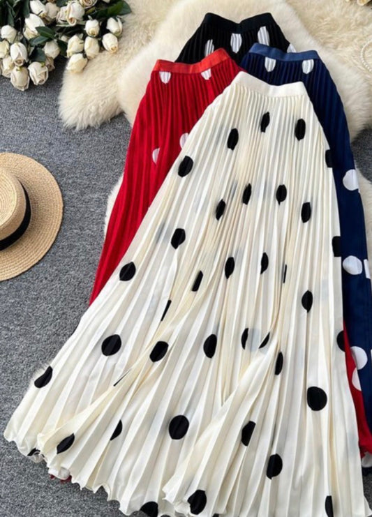 Polka Dot Pleated Skirt ONE SIZE