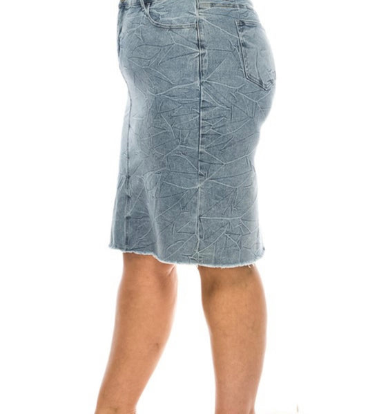 Denim Skirt Plus Size Pencil Tied Wash Light