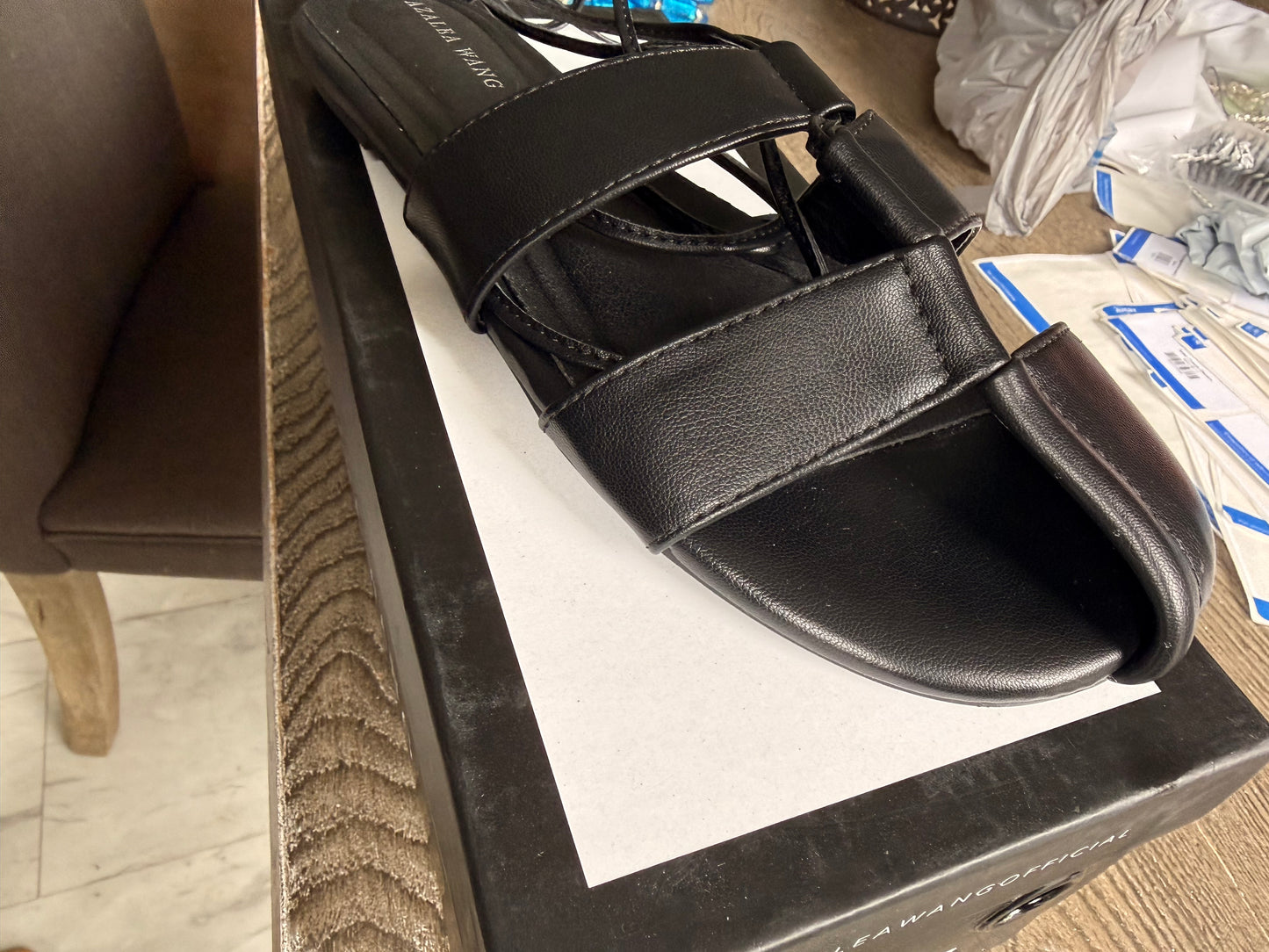Black Peep Toe Flat A