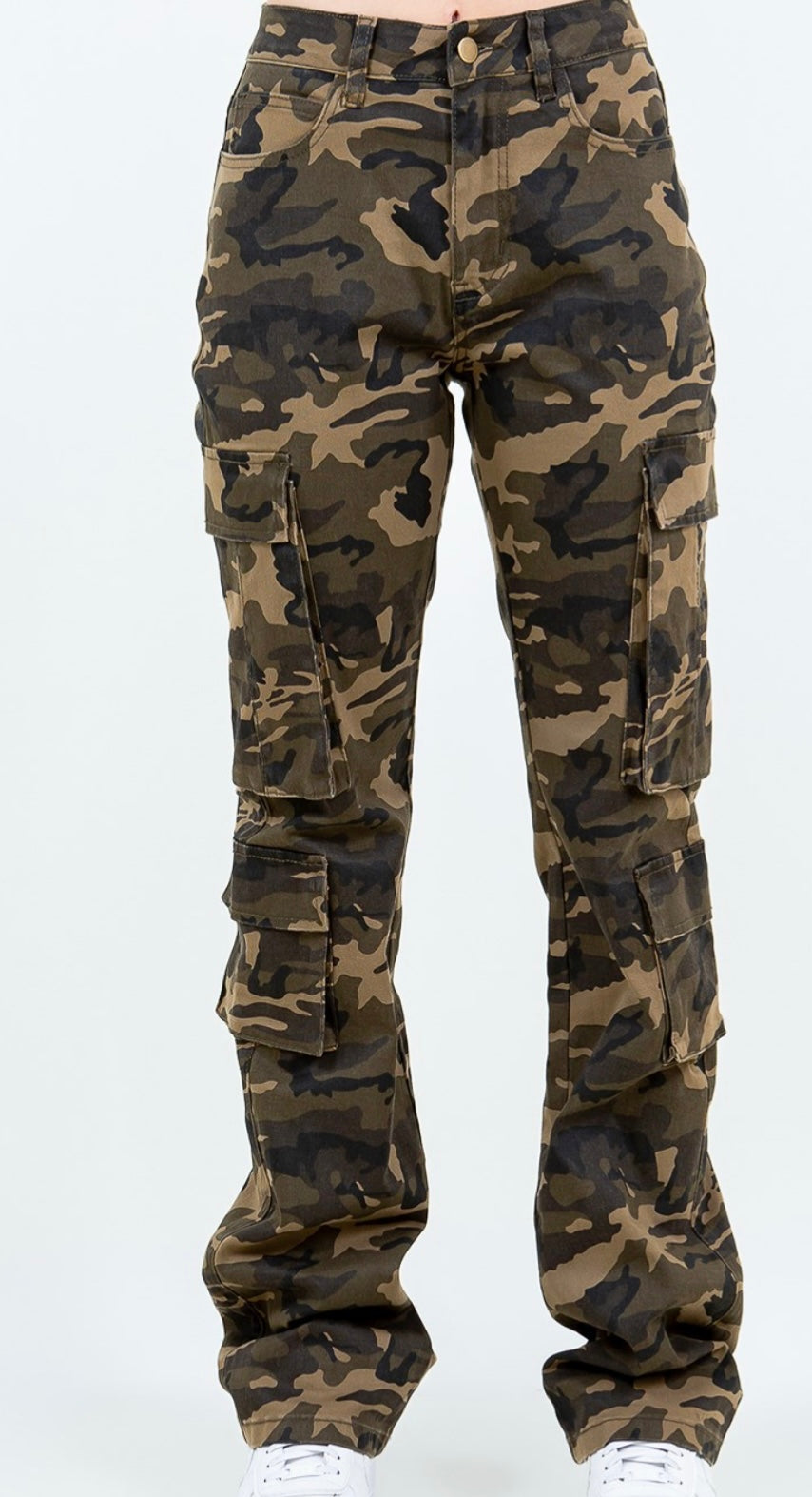 PLUS SIZE MULTI POCKETS STACKED CARGO PANTS 830