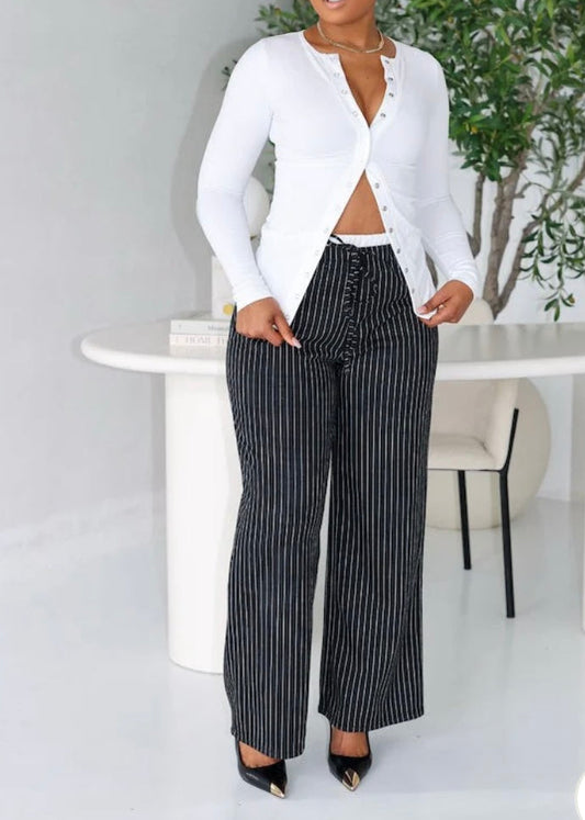Pinstripe Lounge Pants Gray