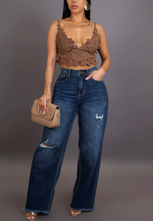 Wide Leg Denim Jeans