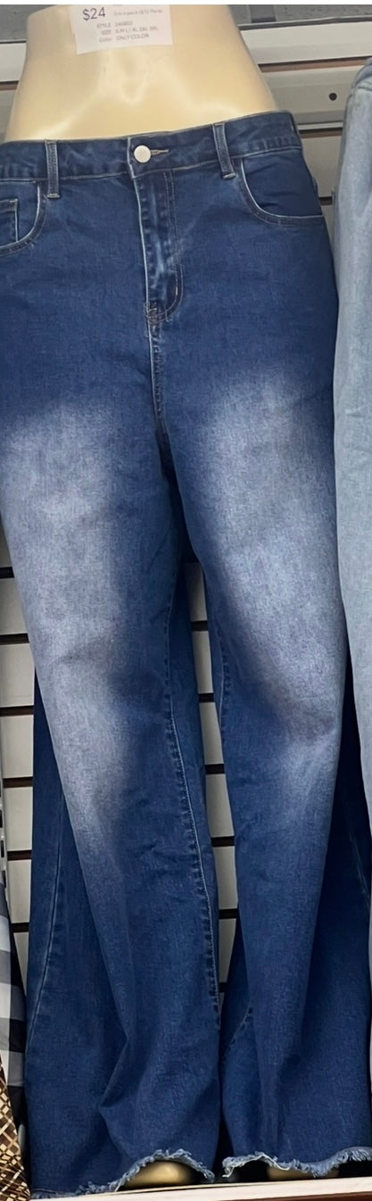 Super Wide Leg Paints Denim Fringe Plus