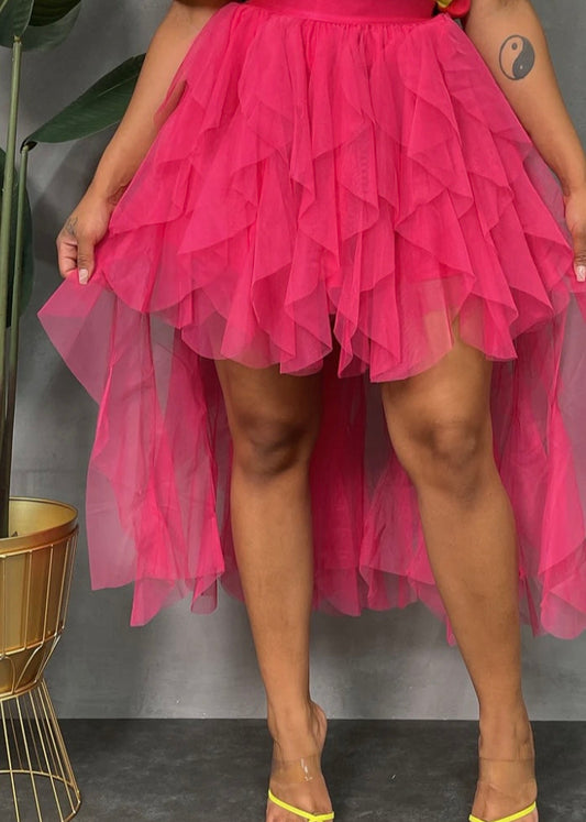 High Low Mesh Skirt