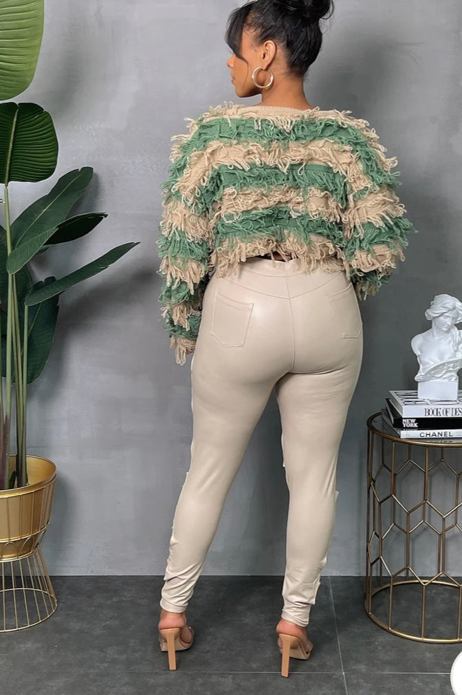 Front Cut Out Skinny Pants Sand
