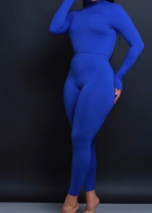 Mock Neck Leggings  Set  Blue