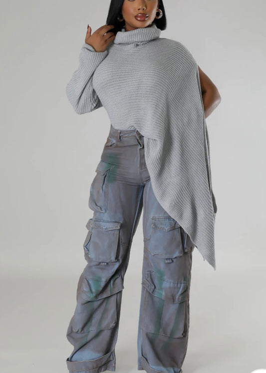 Knitted Poncho Gray