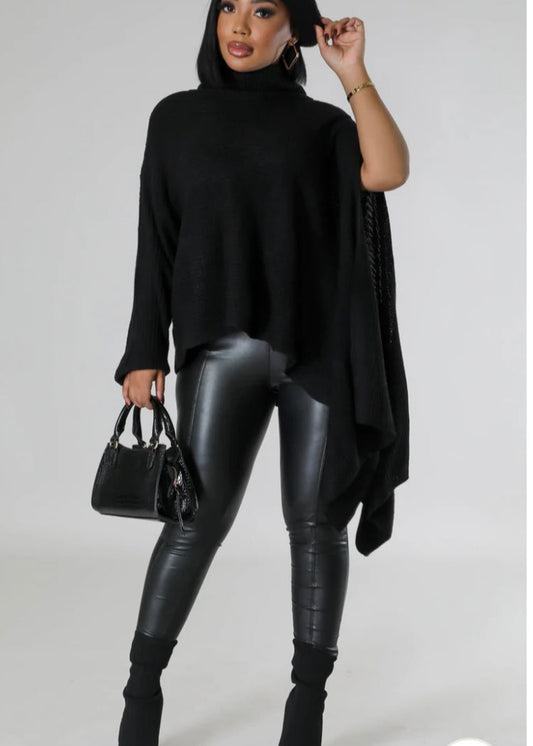 Knitted Poncho Black
