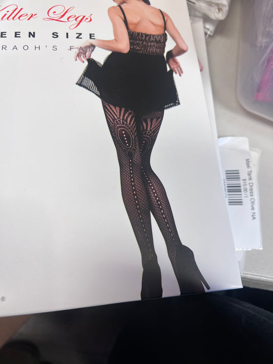 Black Fish Net Design Stockings Queen Size (PLUS) 150"-250" KL