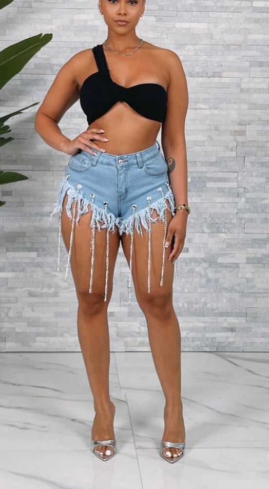 Off Shoulder Tube Top Blue