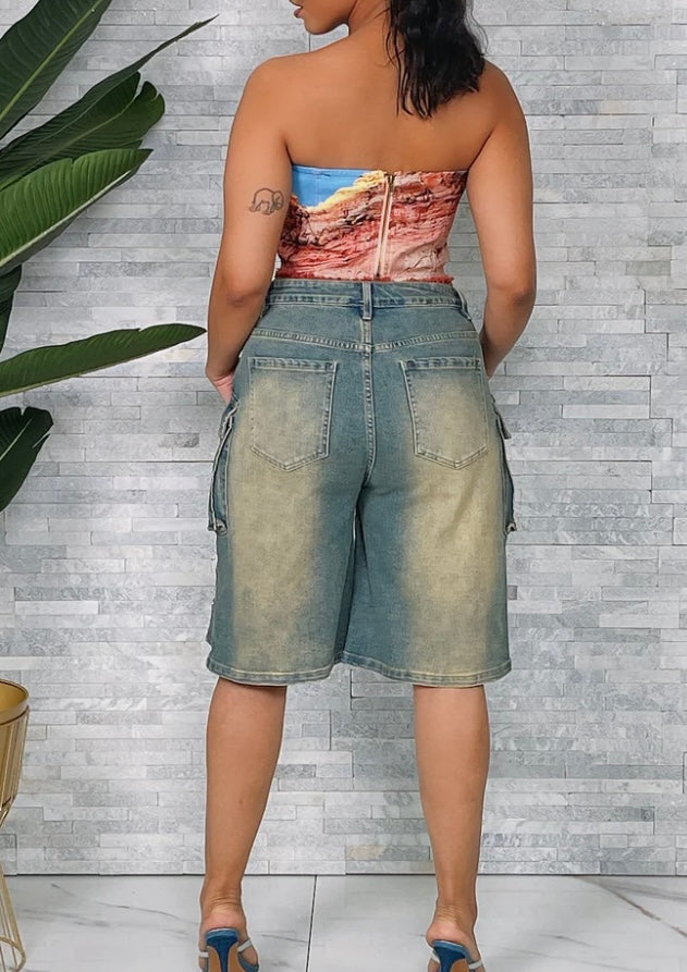 Cargo Denim Shorts 2