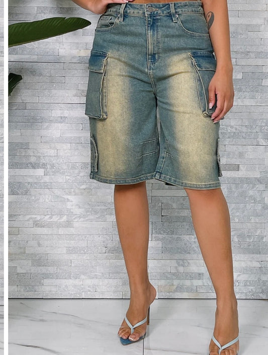 Cargo Denim Shorts