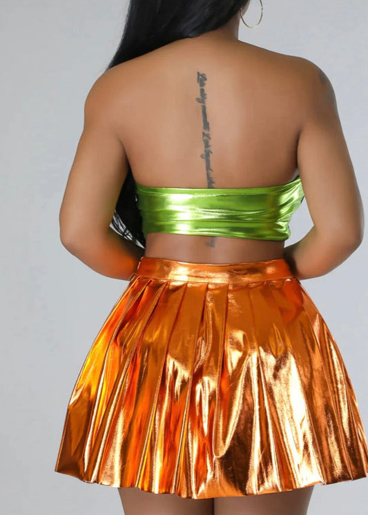 Metallic Flare Skirt