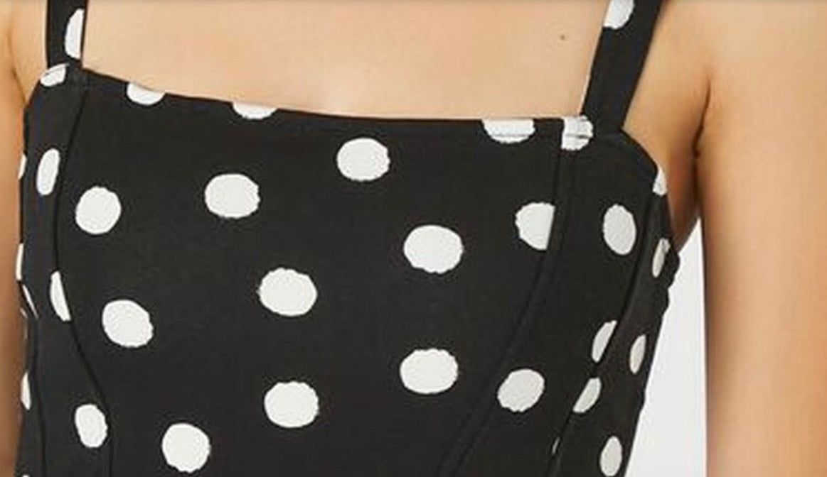 B/W Polka Dot Peplum Tank XS