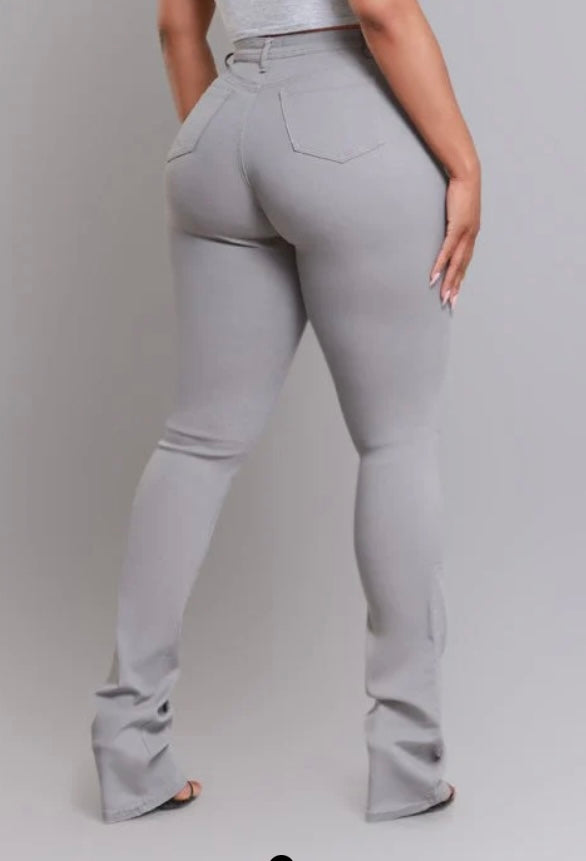 High Waist Stretch Stacked Pants Royal Gray