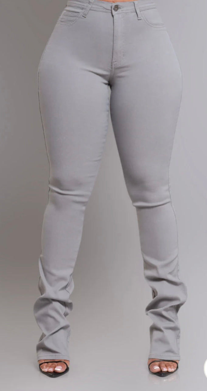 High Waist Stretch Stacked Pants Royal Gray