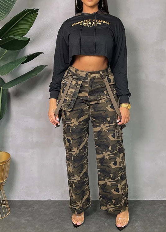 Camo Suspender Cargo Pants 81