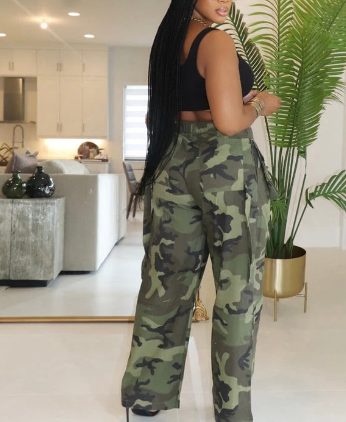 Wide Leg Camo Pants Plus