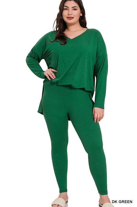 Two Piece Active Set Long Sleeve Dark Green