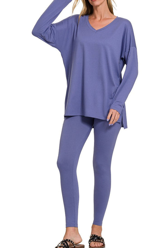 Plus Two Piece Active Set Long Sleeve M Blue