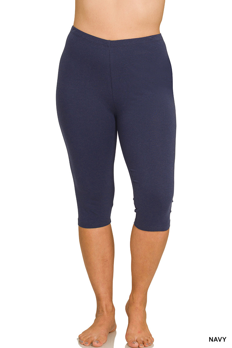 Plus premium cotton capri leggings Z